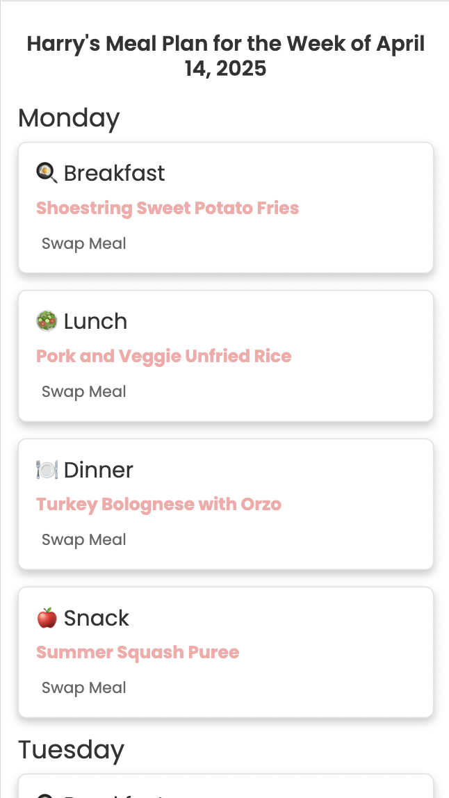 Meal Plan Dashboard